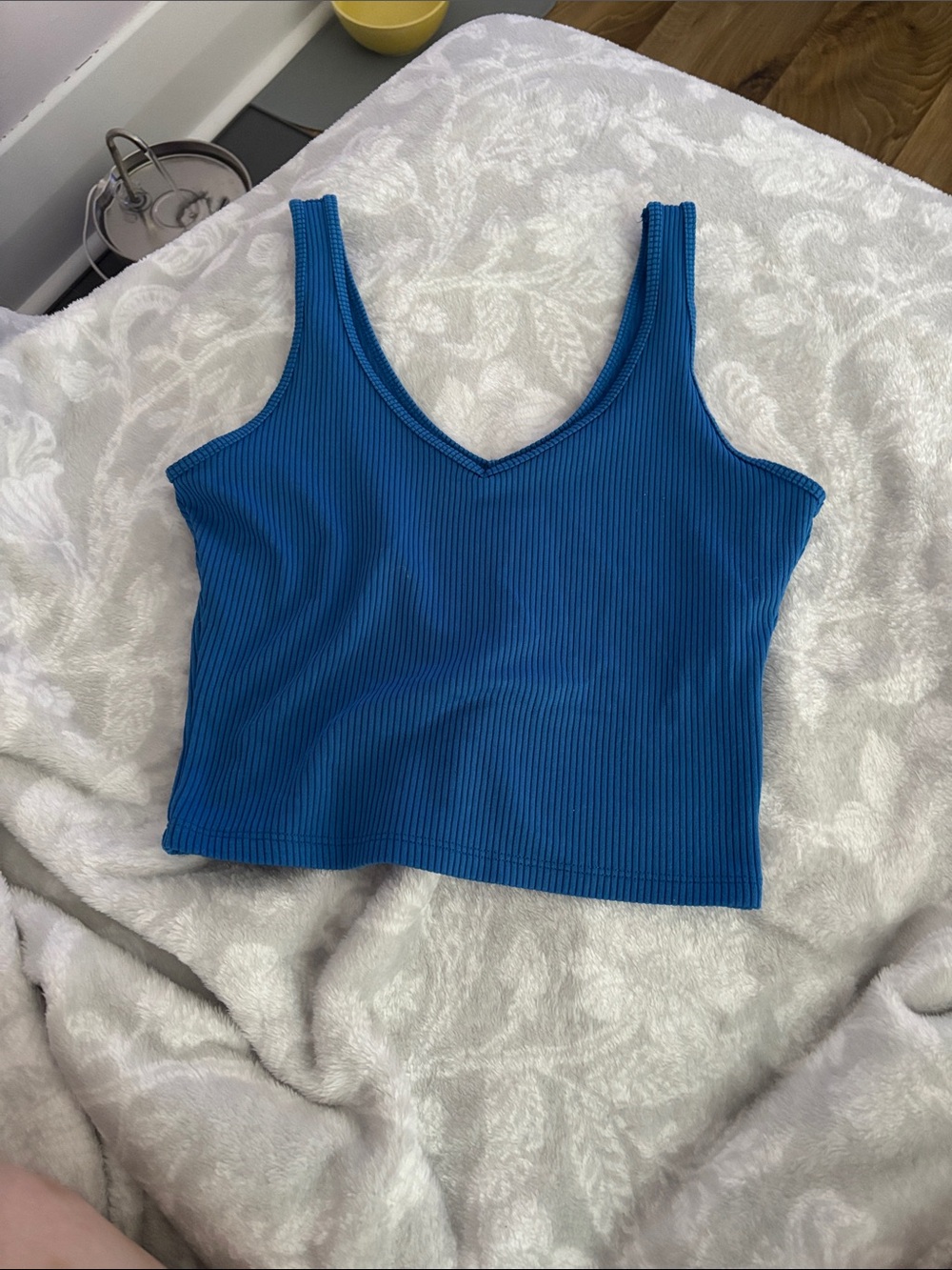 Hollister Bright Blue Ribbed V-Neck Crop Tank